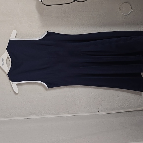 Besty Johnson  Navy Zip Front White Trim Pleated Dress - Picture 5 of 8